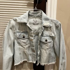 Love tree cropped denim jacket